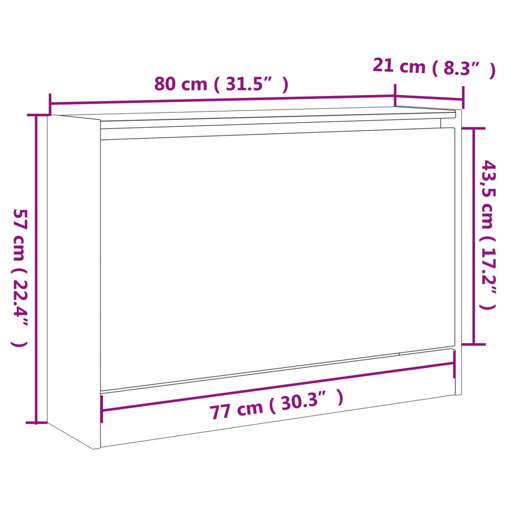 vidaXL skoreol 80x21x57 cm konstrueret træ sort