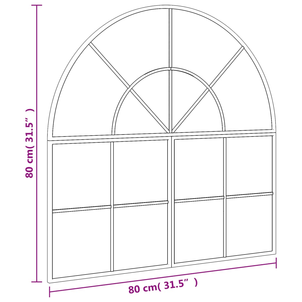 vidaXL vægspejl 80x80 cm buet jern sort