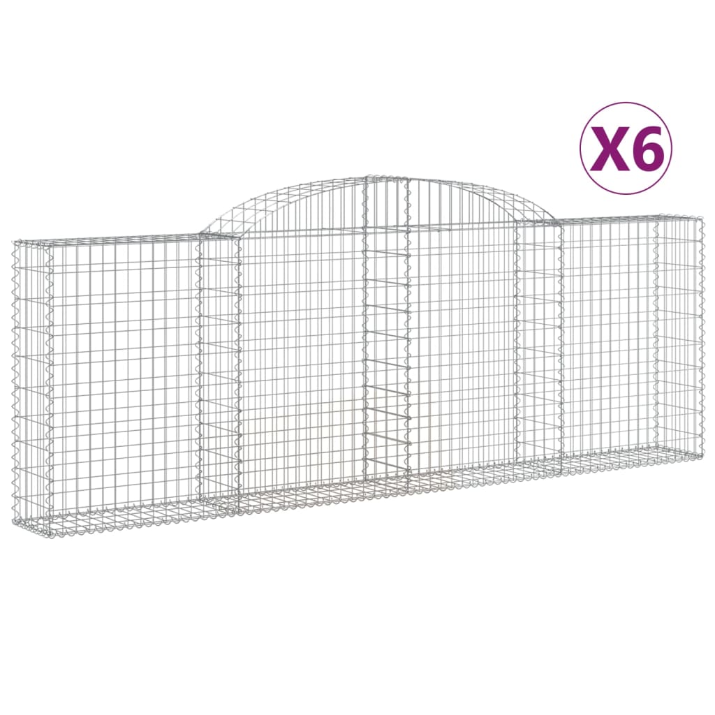 vidaXL buede gabionkurve 6 stk. 300x30x100/120 cm galvaniseret jern