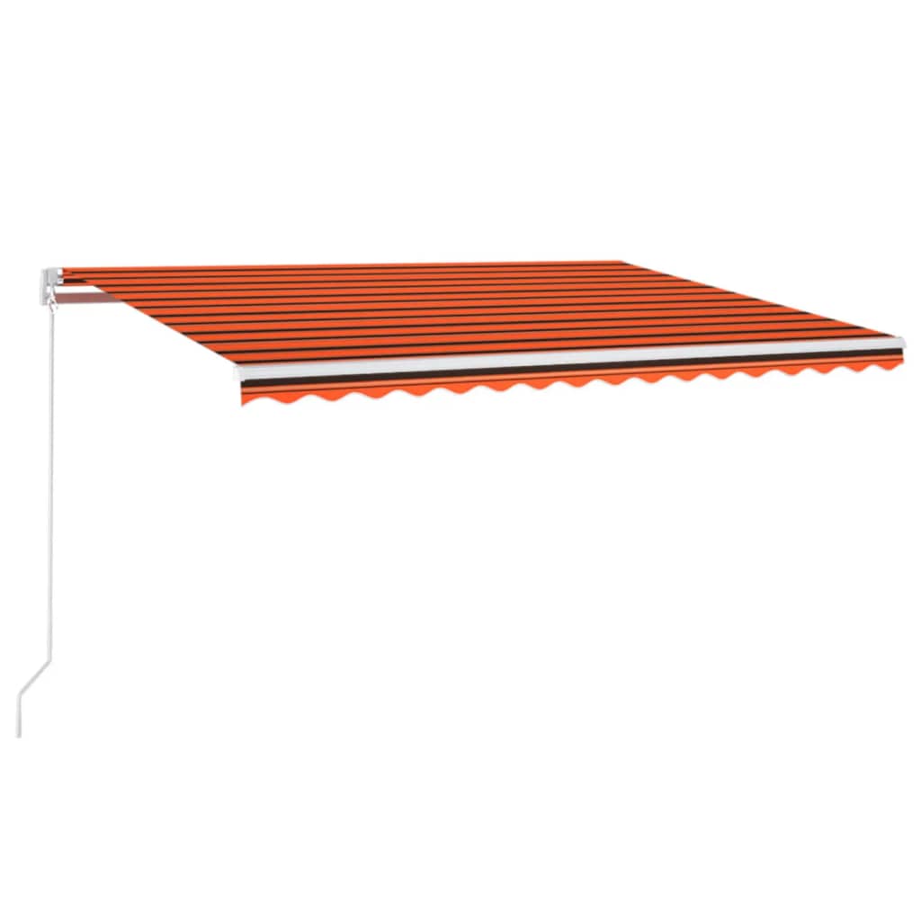 vidaXL markise m. LED-lys 400x350 cm manuel betjening orange og brun