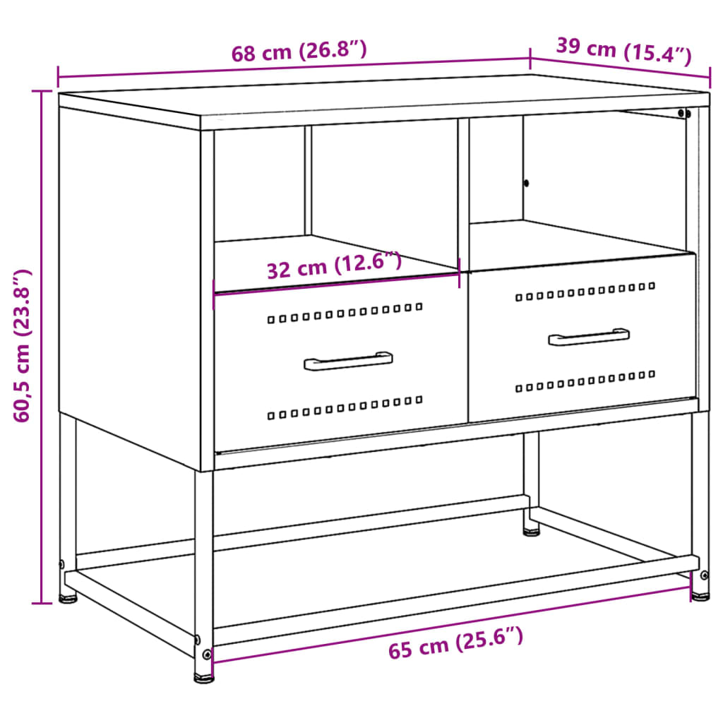 vidaXL tv-bord 68x39x60,5 cm stål antracitgrå