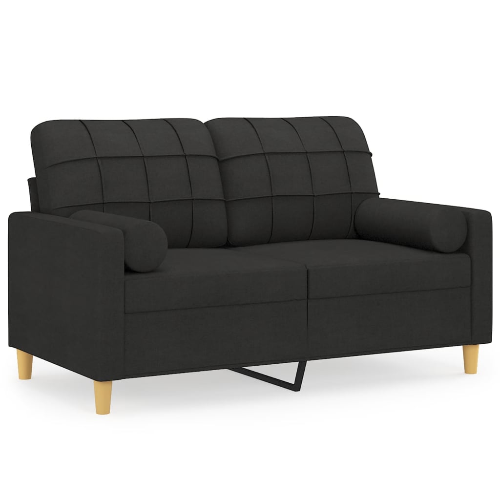 vidaXL 2-personers sofa med pyntepuder 120 cm stof sort