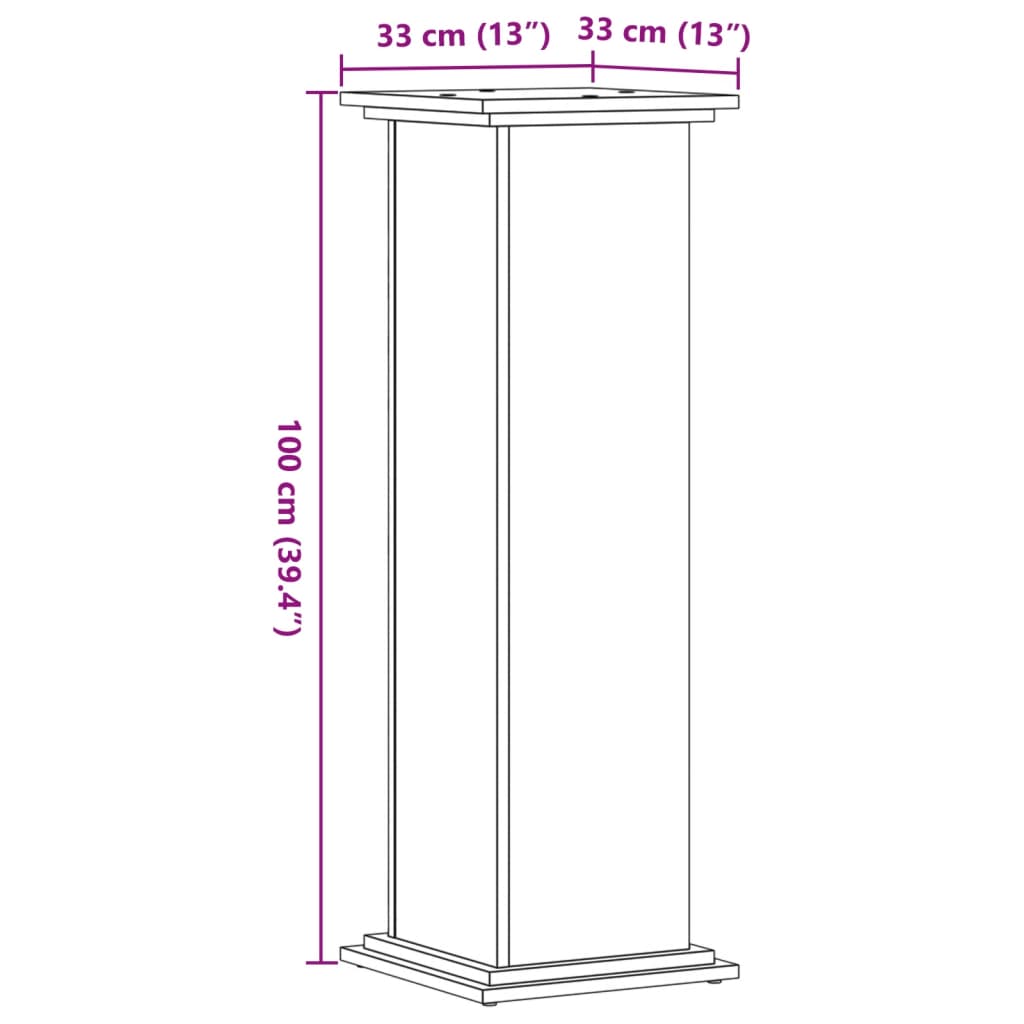 vidaXL plantestativ 33x33x100 cm konstrueret træ grå sonoma-eg