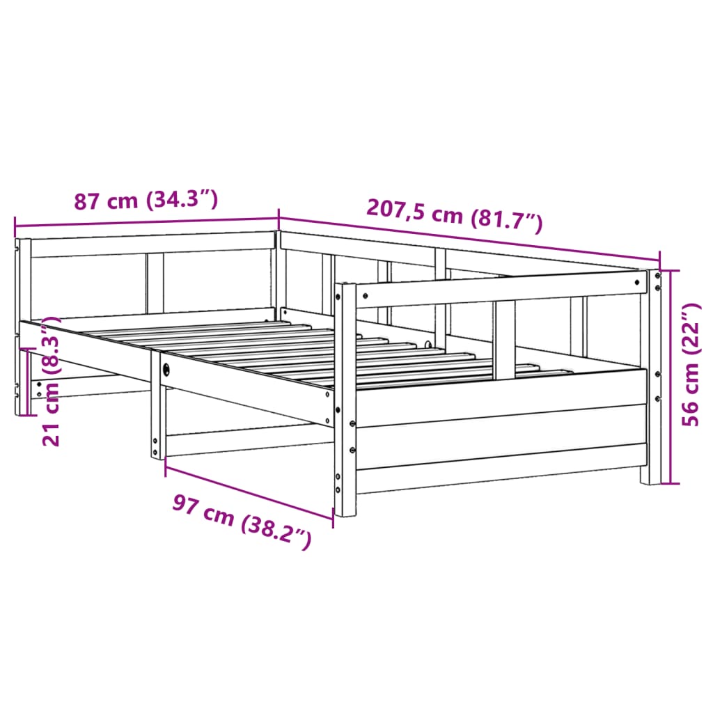 vidaXL daybed uden madras 80x200 cm massivt fyrretræ hvid