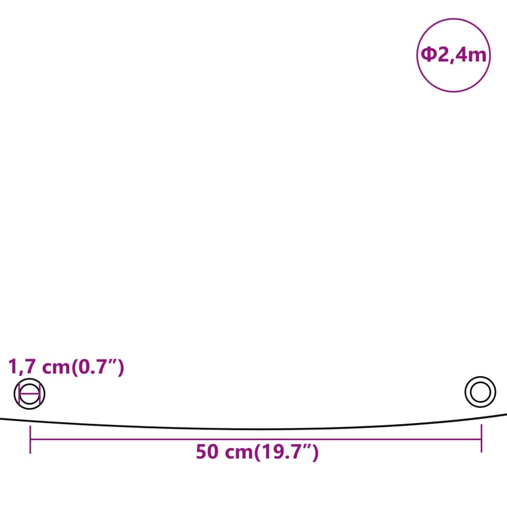 vidaXL presenning Ø 2,4 m 650 g/m² grøn