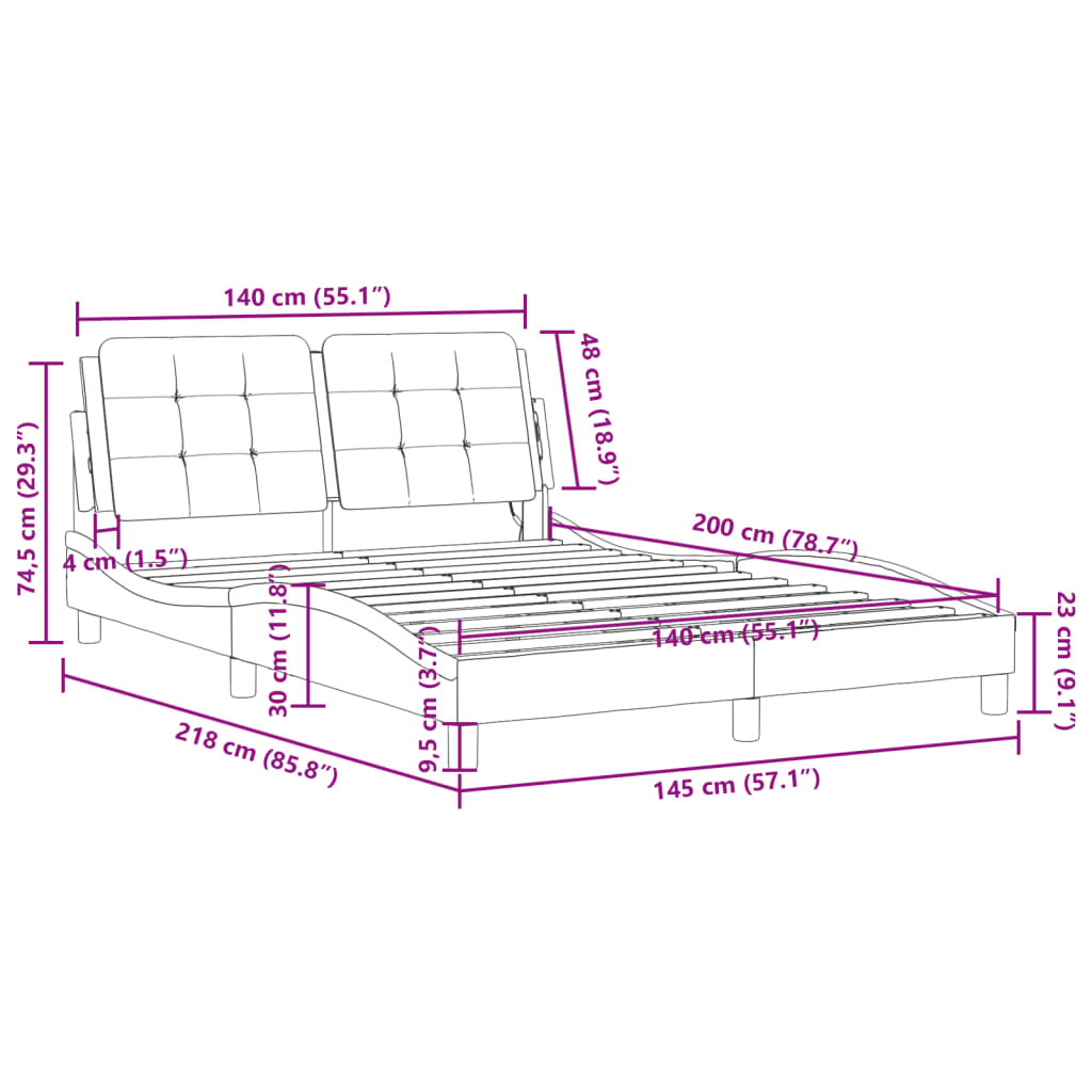 vidaXL sengeramme med sengegavl 140x200 cm kunstlæder hvid