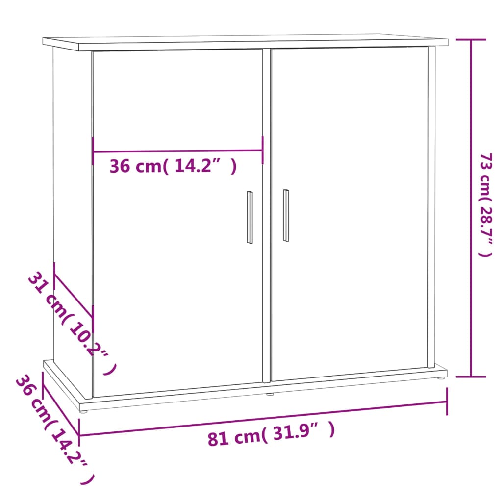 vidaXL akvariebord 81x36x73 cm konstrueret træ sort