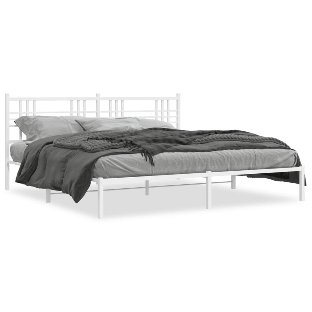 vidaXL sengeramme med sengegavl 193x203 cm metal hvid