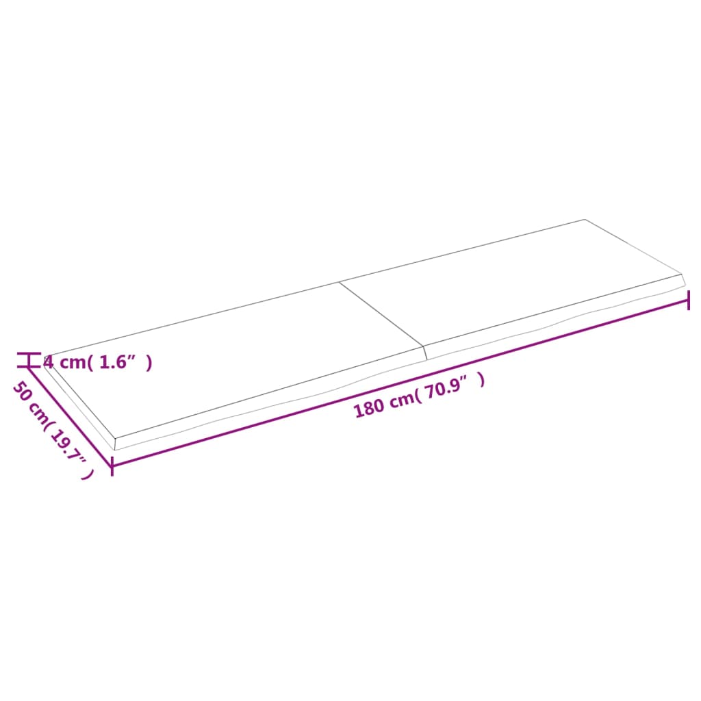 vidaXL væghylde 180x50x(2-4) cm behandlet massivt egetræ mørkebrun