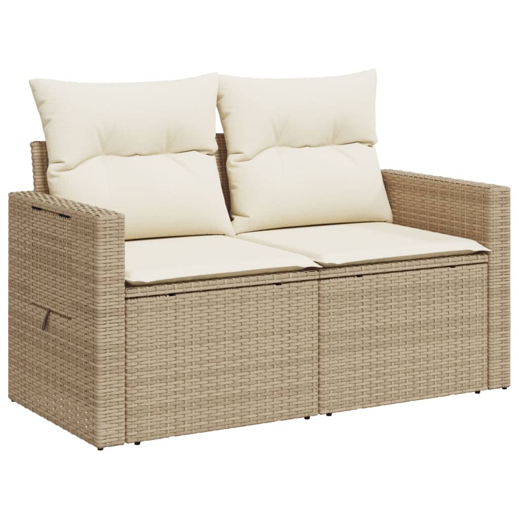 vidaXL 2-personers havesofa med hynder polyrattan beige