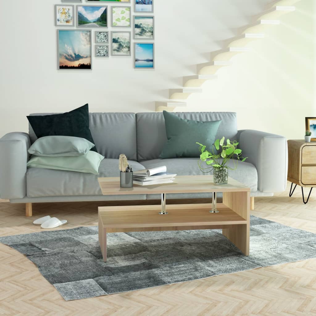 vidaXL sofabord 90x59x42 cm konstrueret træ egetræsfarvet
