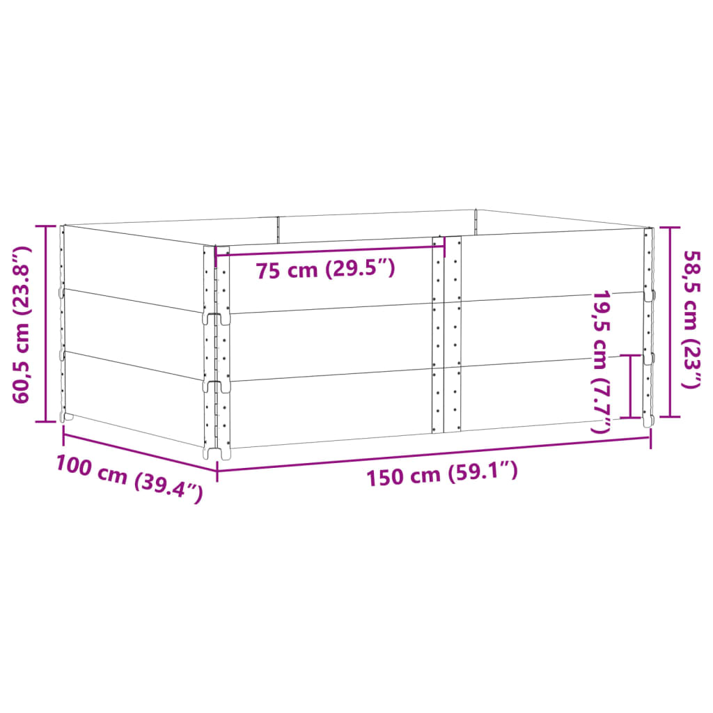 vidaXL plantekasse 150x100 cm massivt fyrretræ sort