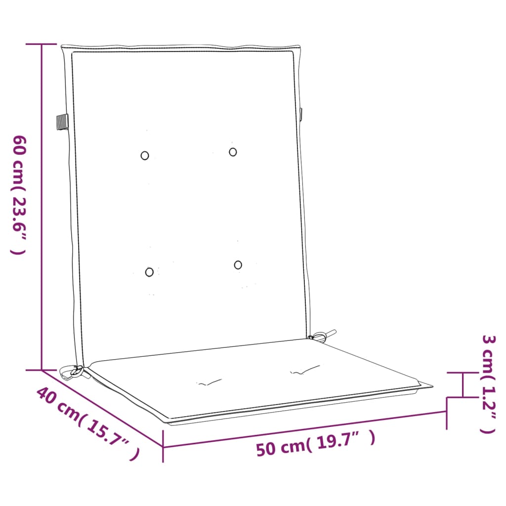 vidaXL stolehynde m. lav ryg 2 stk. 100x50x3 cm oxfordstof sort