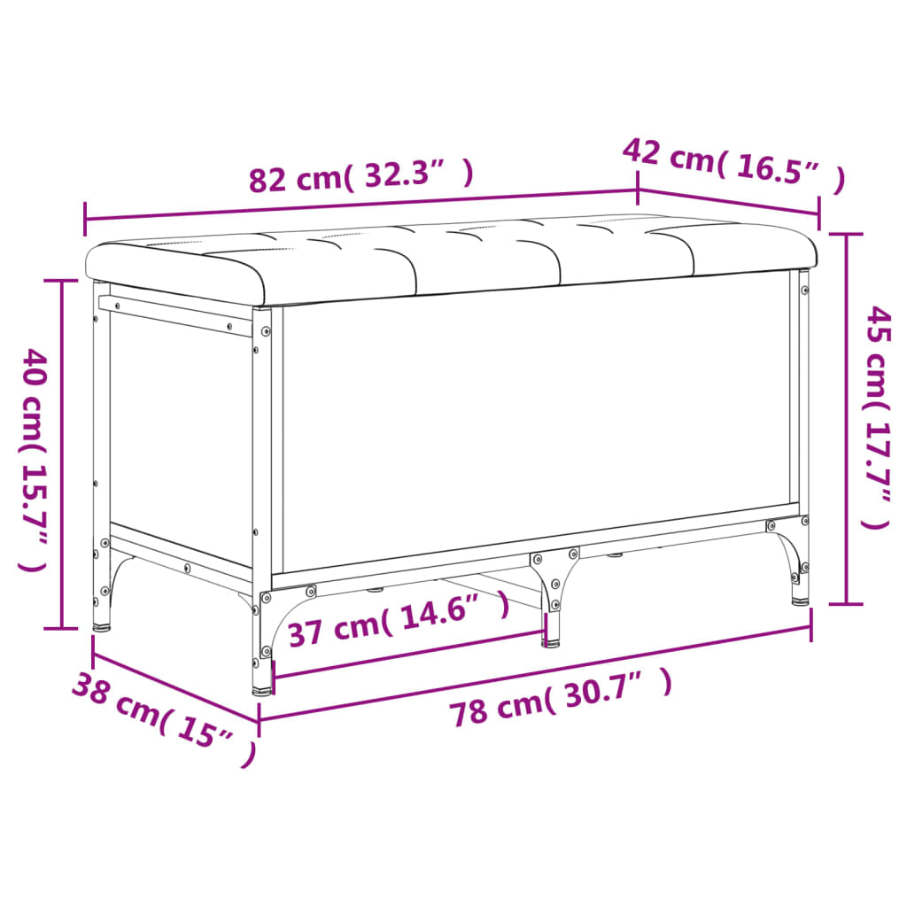 vidaXL skobænk 82x42x45 cm konstrueret træ sonoma-eg