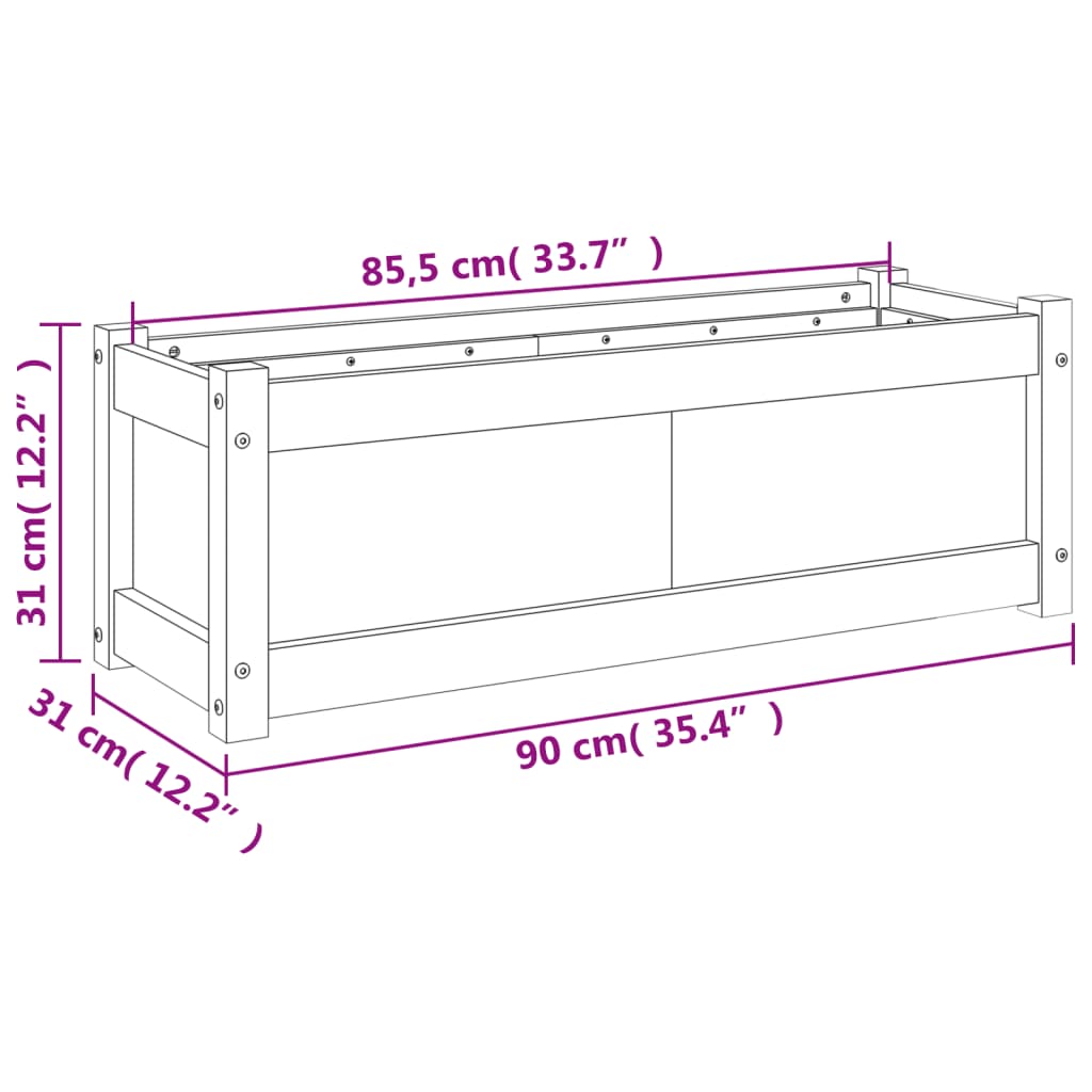 vidaXL plantekasse 90x31x31 cm massivt fyrretræ gyldenbrun