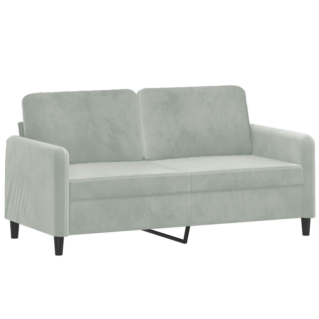 vidaXL 2-personers sofa med pyntepuder 140 cm velour lysegrå