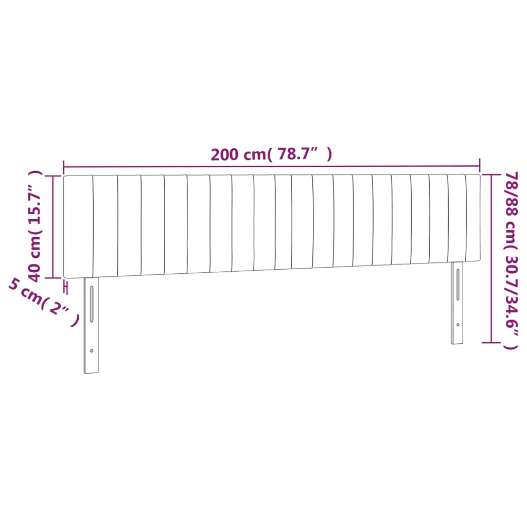 vidaXL sengegavl med LED-lys 200x5x78/88 cm stof gråbrun