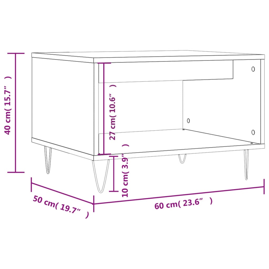 vidaXL sofabord 60x50x40 cm konstrueret træ sort