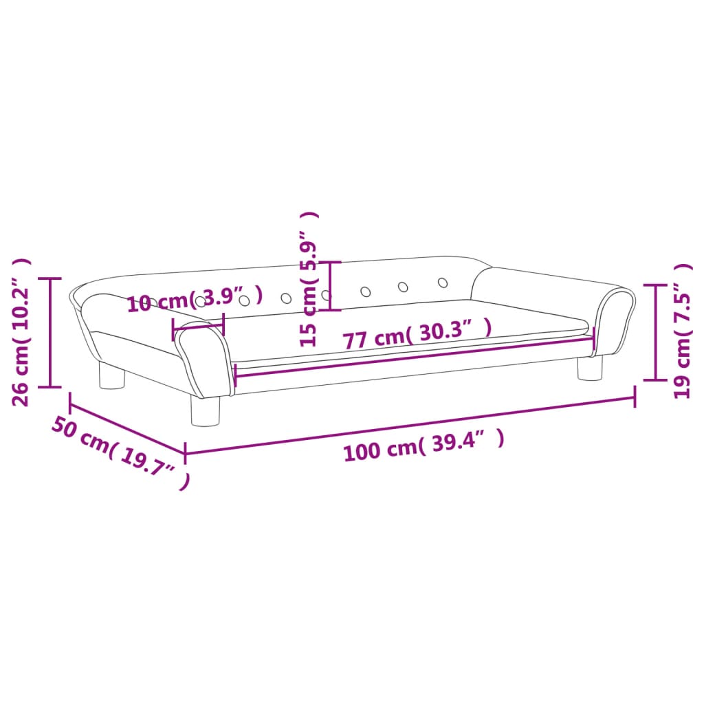 vidaXL sofa til børn 100x50x26 cm velour mørkegrå