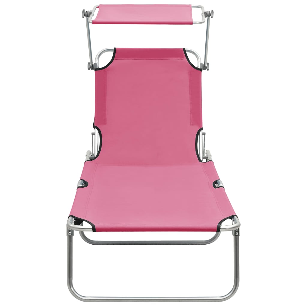 vidaXL foldbar liggestol med baldakin aluminium pink