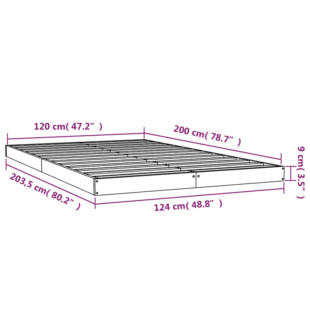 vidaXL sengeramme 120x200 cm massivt fyrretræ gyldenbrun