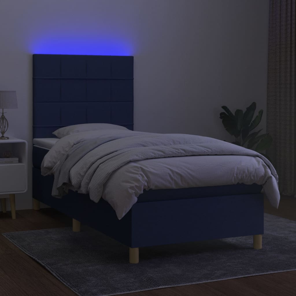 vidaXL kontinentalseng med LED-lys 80x200 cm stof blå