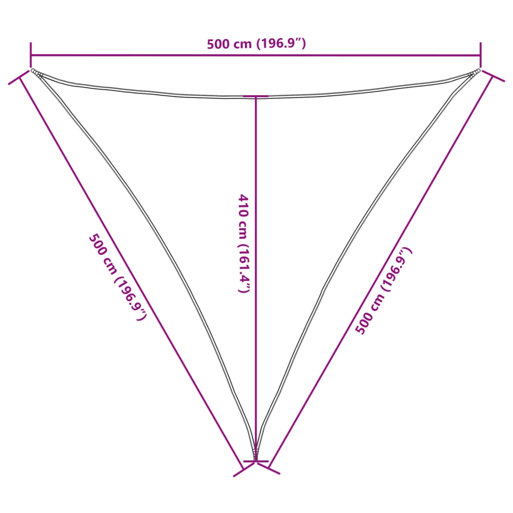 vidaXL solsejl Oxfordsof trekantet 5 x 5 x 5 m cremefarvet