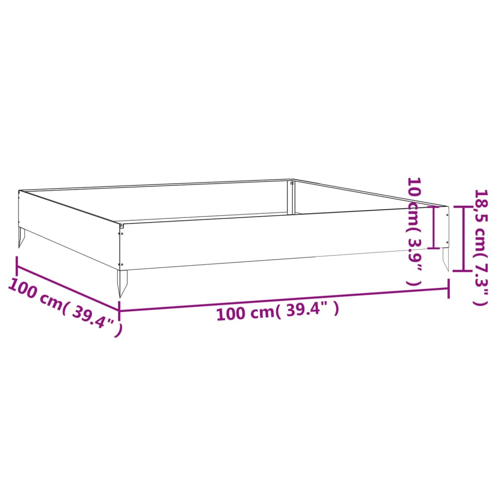 vidaXL højbed 100x100x18,5 cm cortenstål