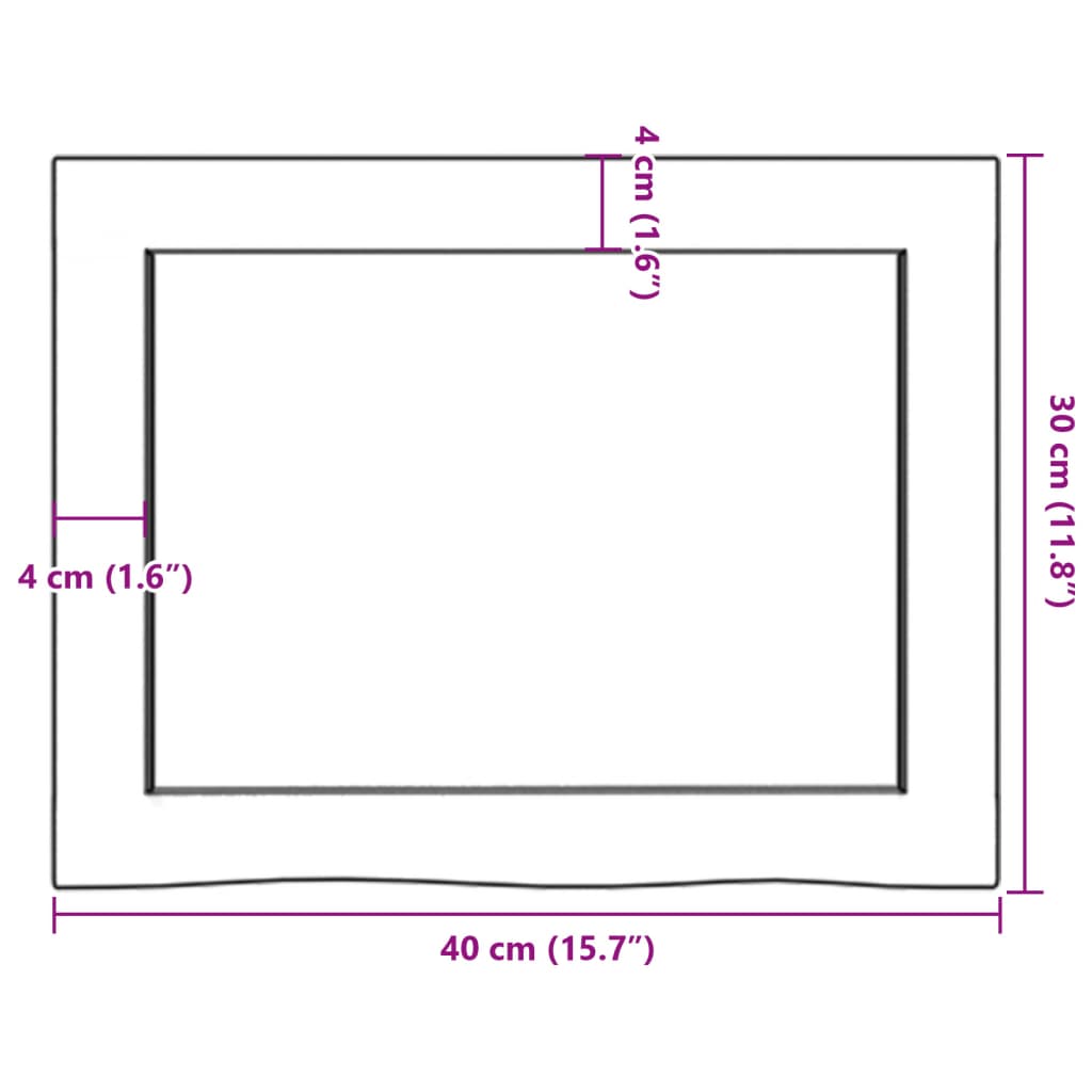 vidaXL bordplade til badeværelse 40x30x(2-6) cm massivt træ lysebrun