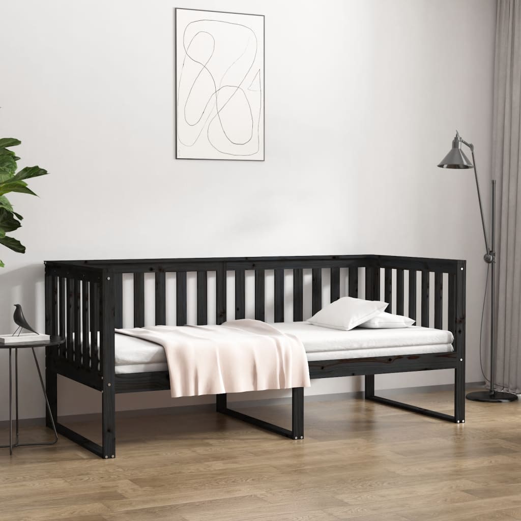 vidaXL daybed 100x200 cm massivt fyrretræ sort