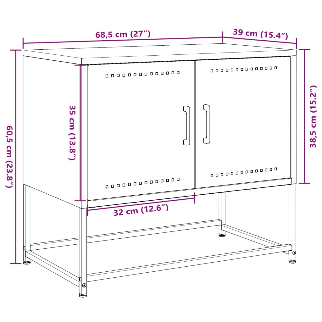 vidaXL tv-bord 68,5x39x60,5 cm stål antracitgrå