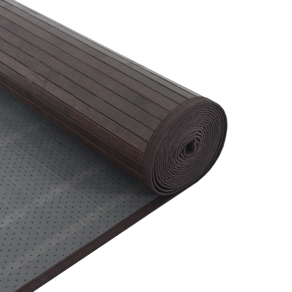 vidaXL gulvtæppe 100x100 cm firkantet bambus mørkebrun