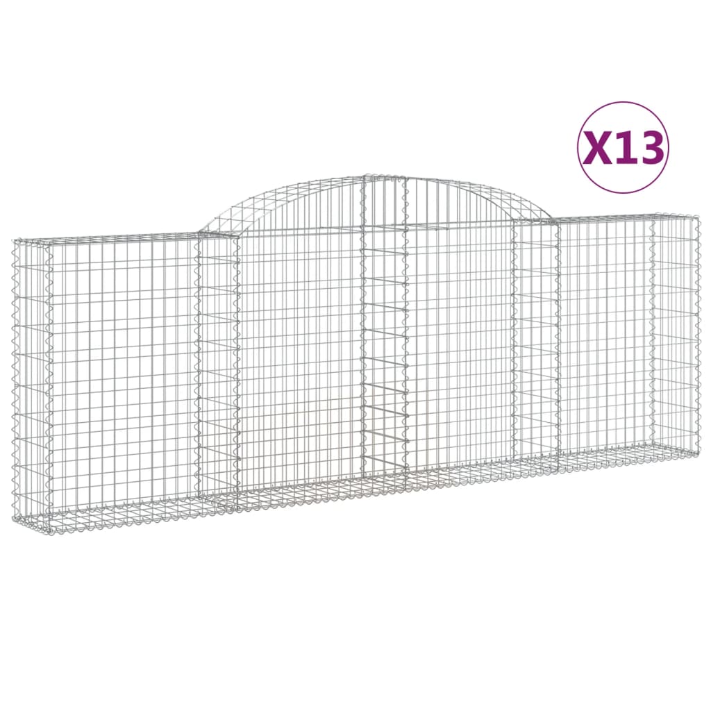 vidaXL buede gabionkurve 13 stk. 300x30x100/120 cm galvaniseret jern