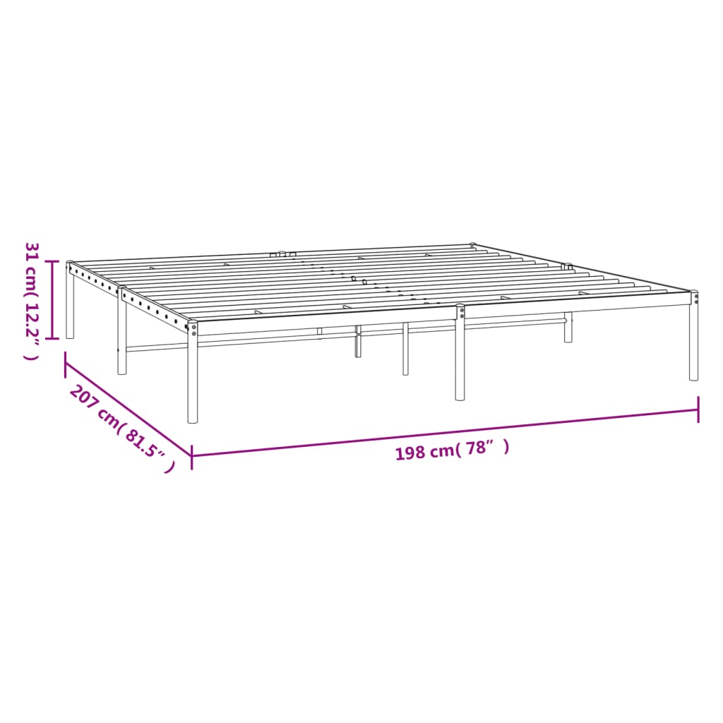 vidaXL sengeramme 193x203 cm metal hvid