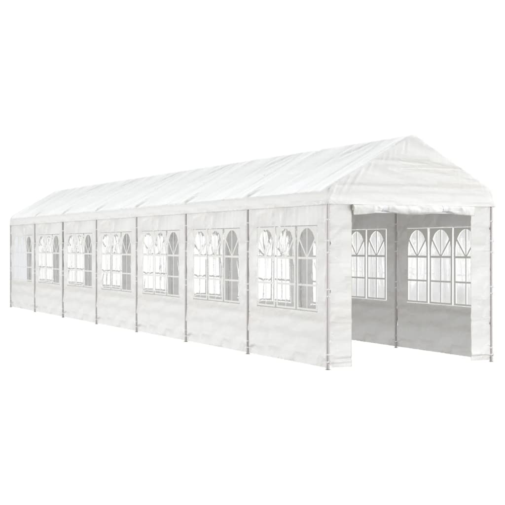 vidaXL pavillon med tag 15,61x2,28x2,69 m polyethylen hvid