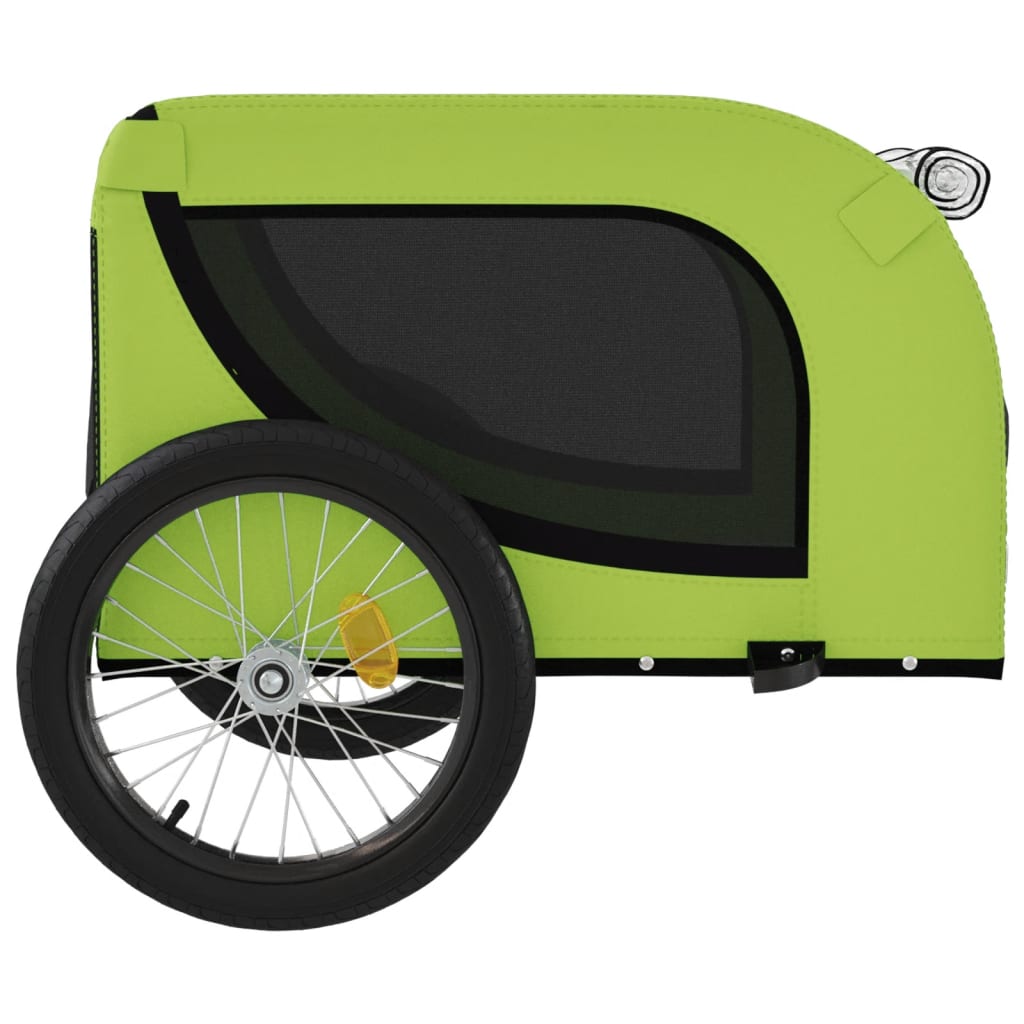 vidaXL hundetrailer til cykel oxfordstof og jern grøn og sort