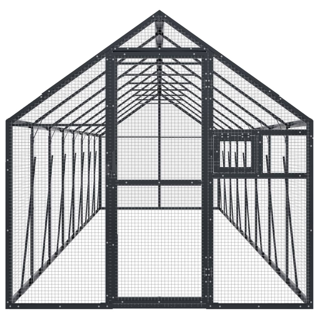 vidaXL voliere 1,79x8x1,85 m aluminium sølvfarvet