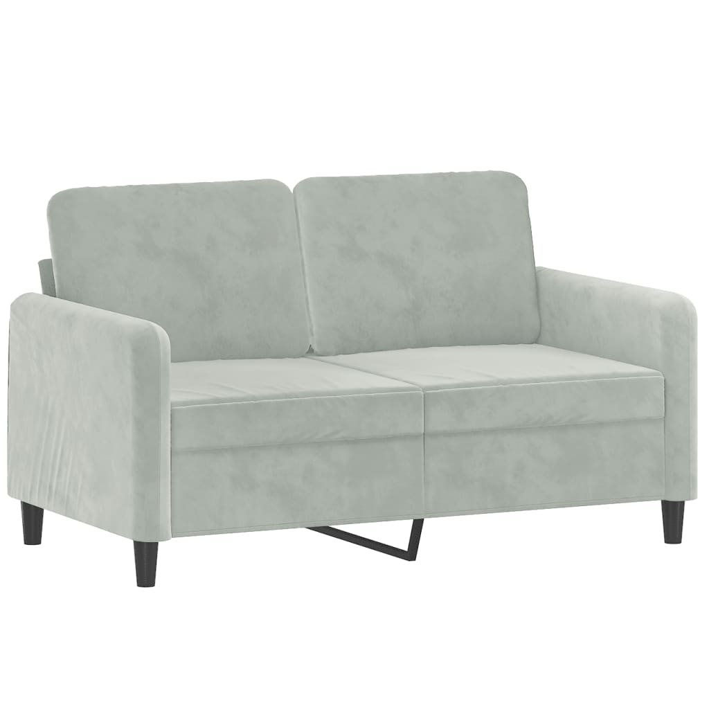 vidaXL 2-personers sofa med pyntepuder 120 cm velour lysegrå