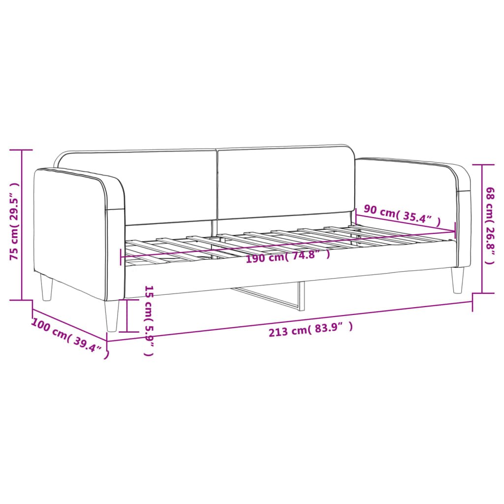 vidaXL daybed 90x190 cm stof lysegrå