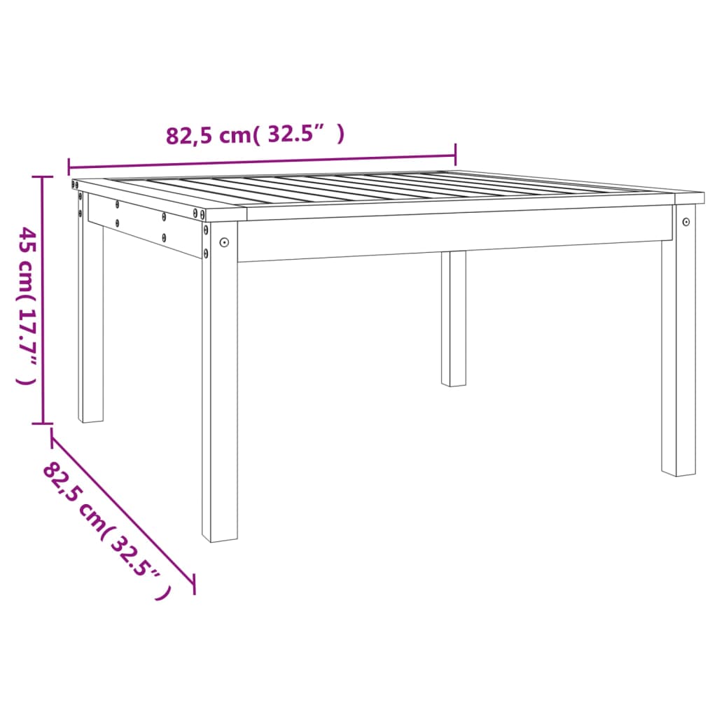 vidaXL havebord 82,5x82,5x45 cm massivt douglasgran