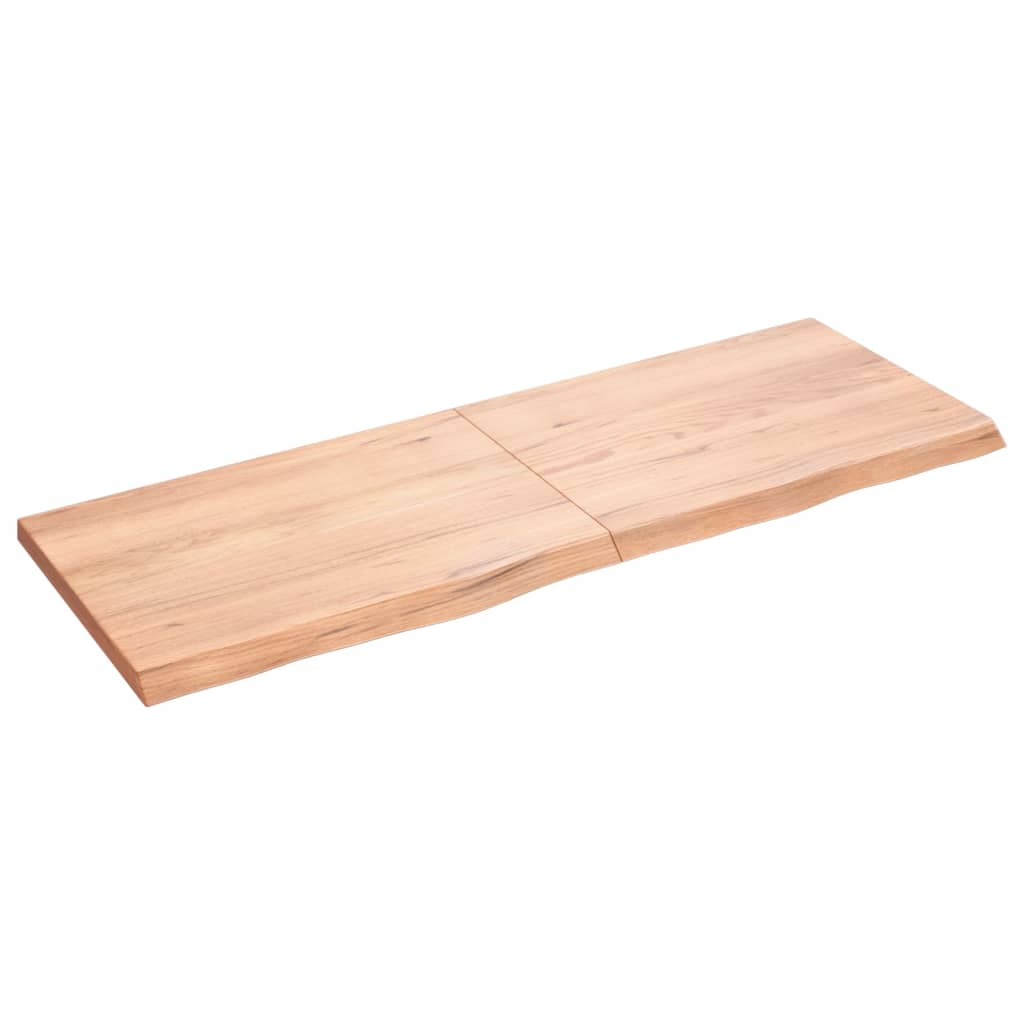 vidaXL bordplade til badeværelse 140x50x(2-4) cm massivt træ lysebrun