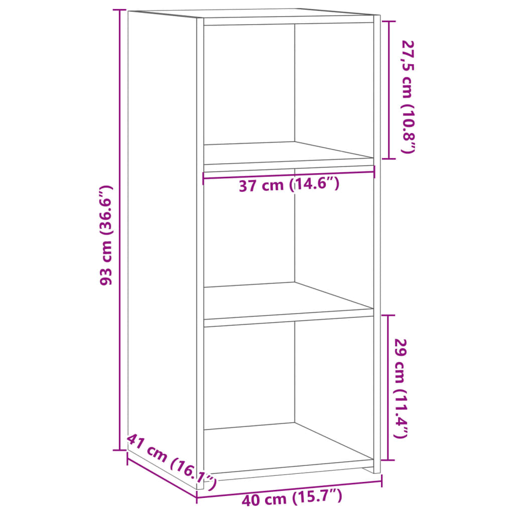 vidaXL reol 40x41x93 cm konstrueret træ sort