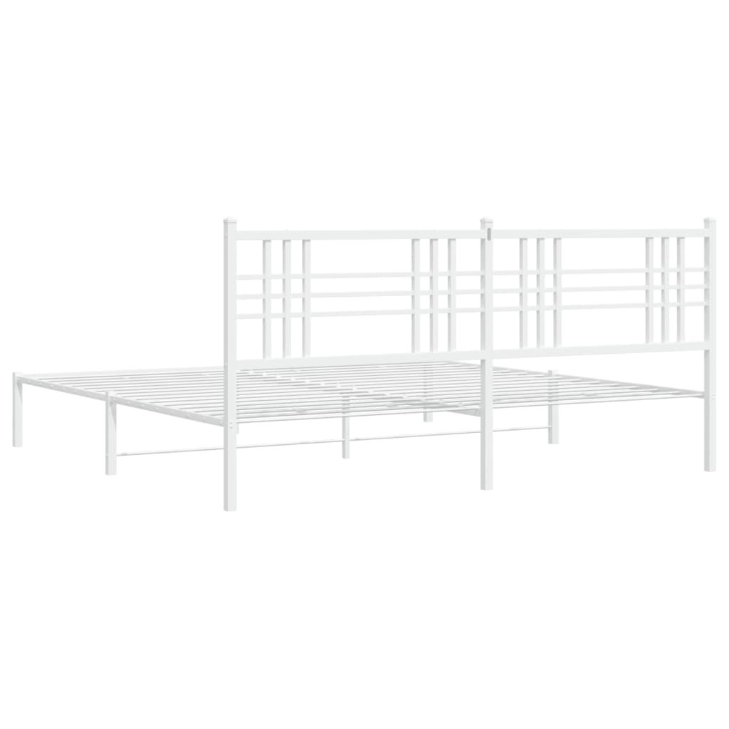 vidaXL sengeramme med sengegavl 193x203 cm metal hvid