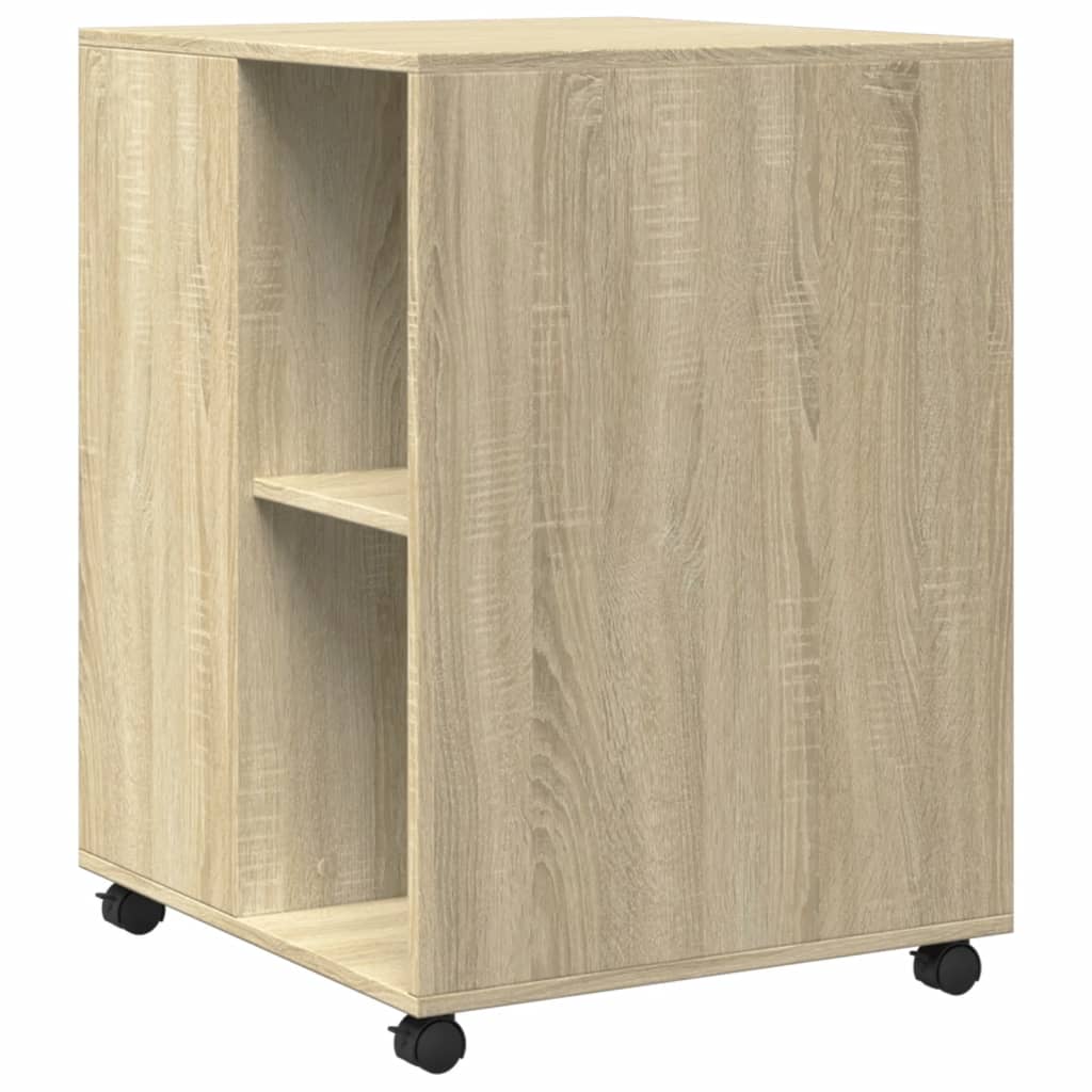 vidaXL sidebord med hjul 55x60x78 cm konstrueret træ sonoma-eg