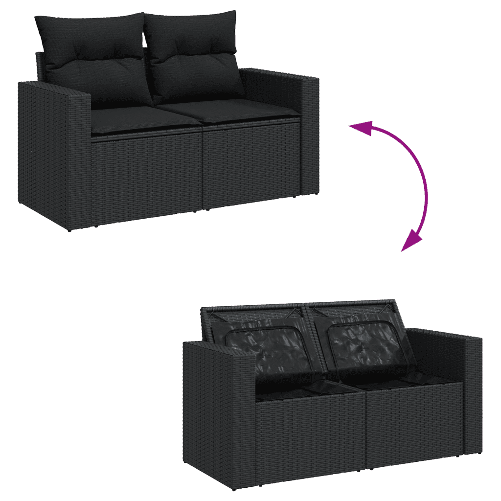 vidaXL sofasæt til haven 11 dele med hynder polyrattan sort