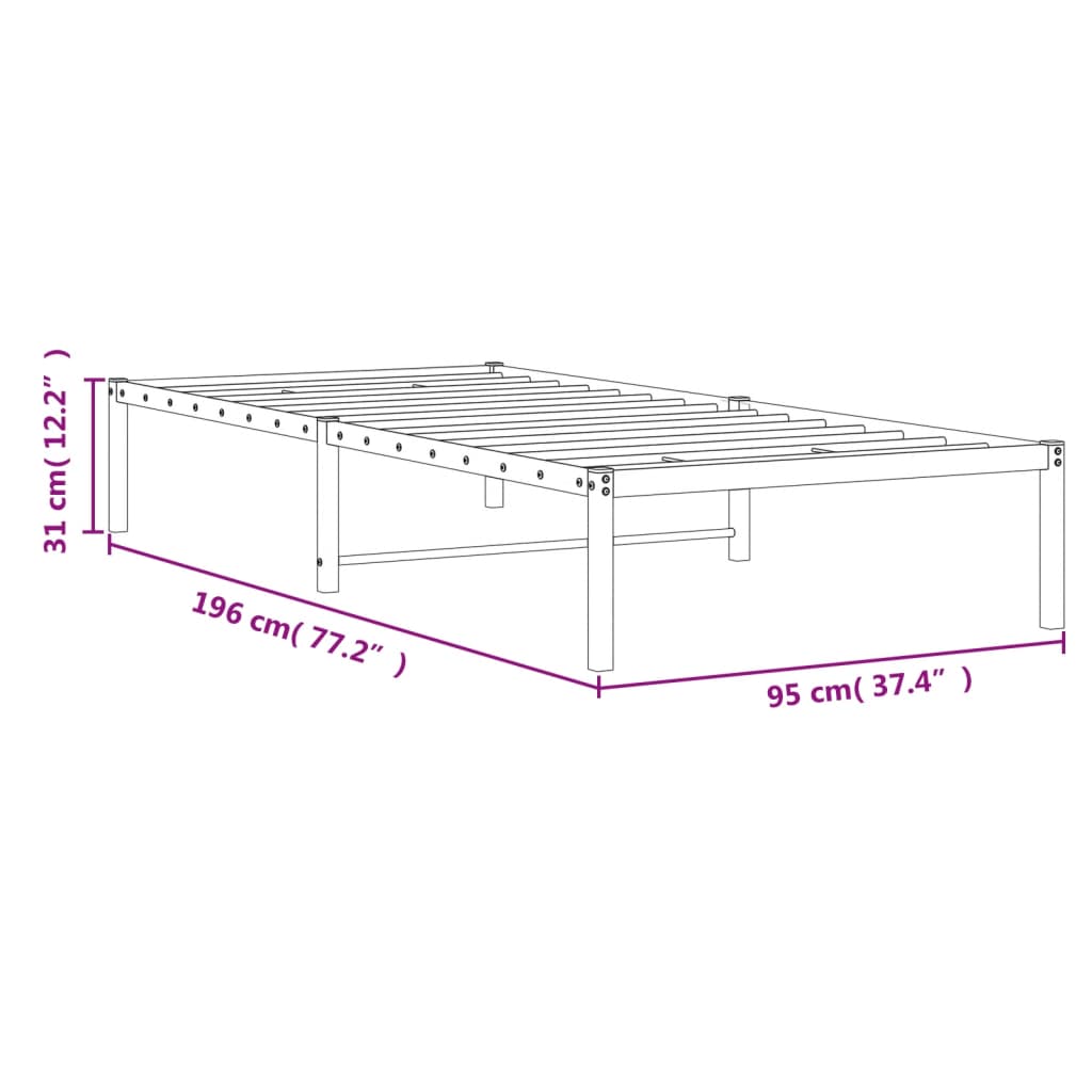 vidaXL sengeramme 90x190 cm metal sort