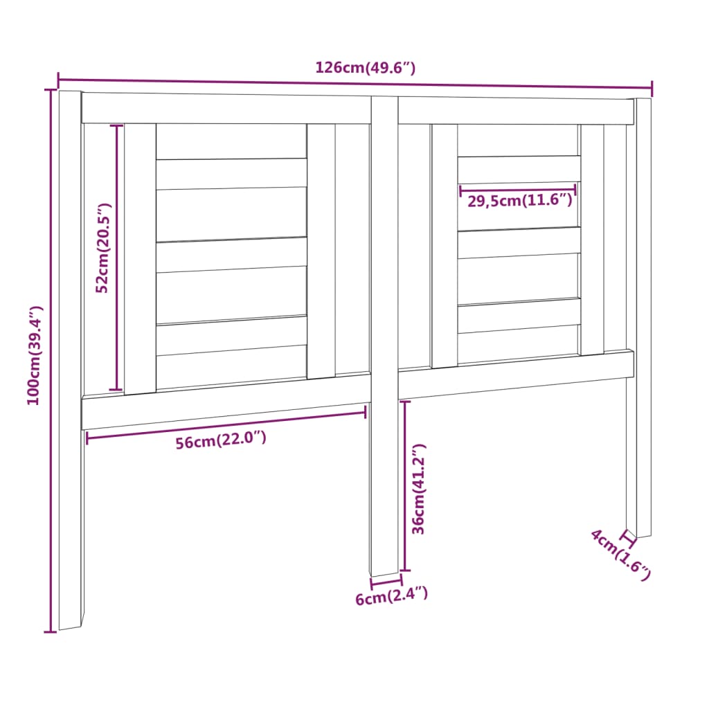 vidaXL sengegærde 126x4x100 cm massivt fyrretræ gyldenbrun