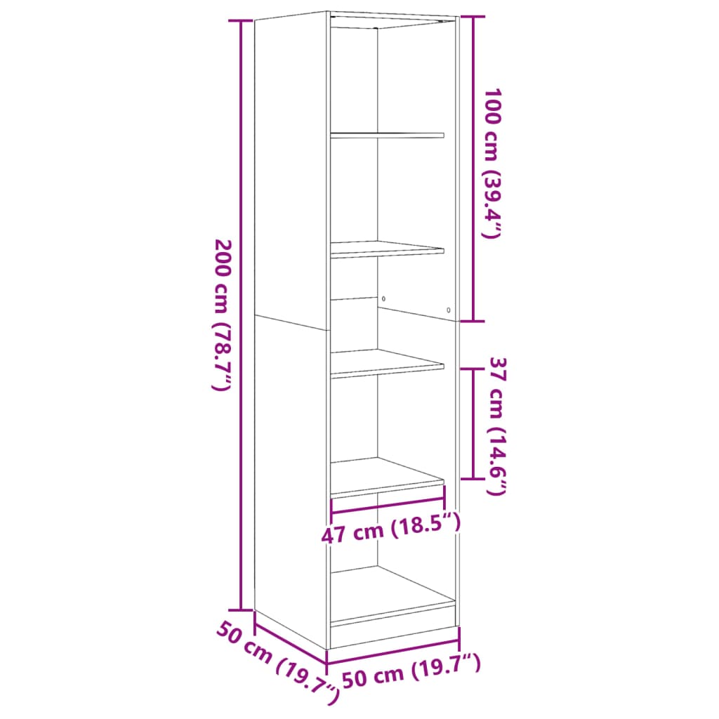 vidaXL klædeskab 50x50x200 cm konstrueret træ hvid