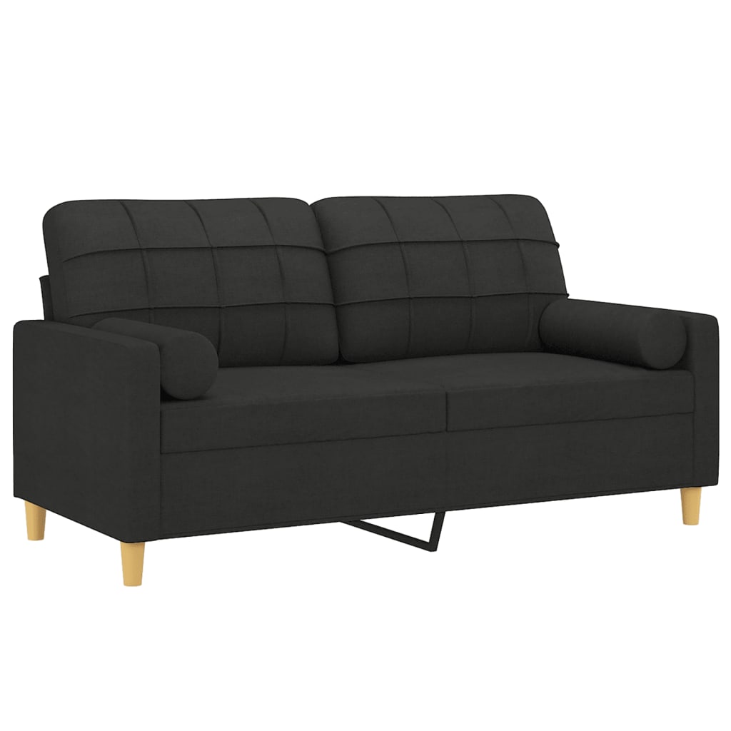 vidaXL 2-personers sofa med pyntepuder 140 cm stof sort