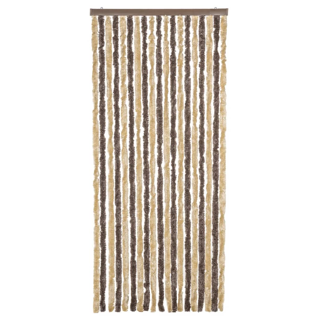 vidaXL flueforhæng 56x185 cm chenille mørkebrun og beige